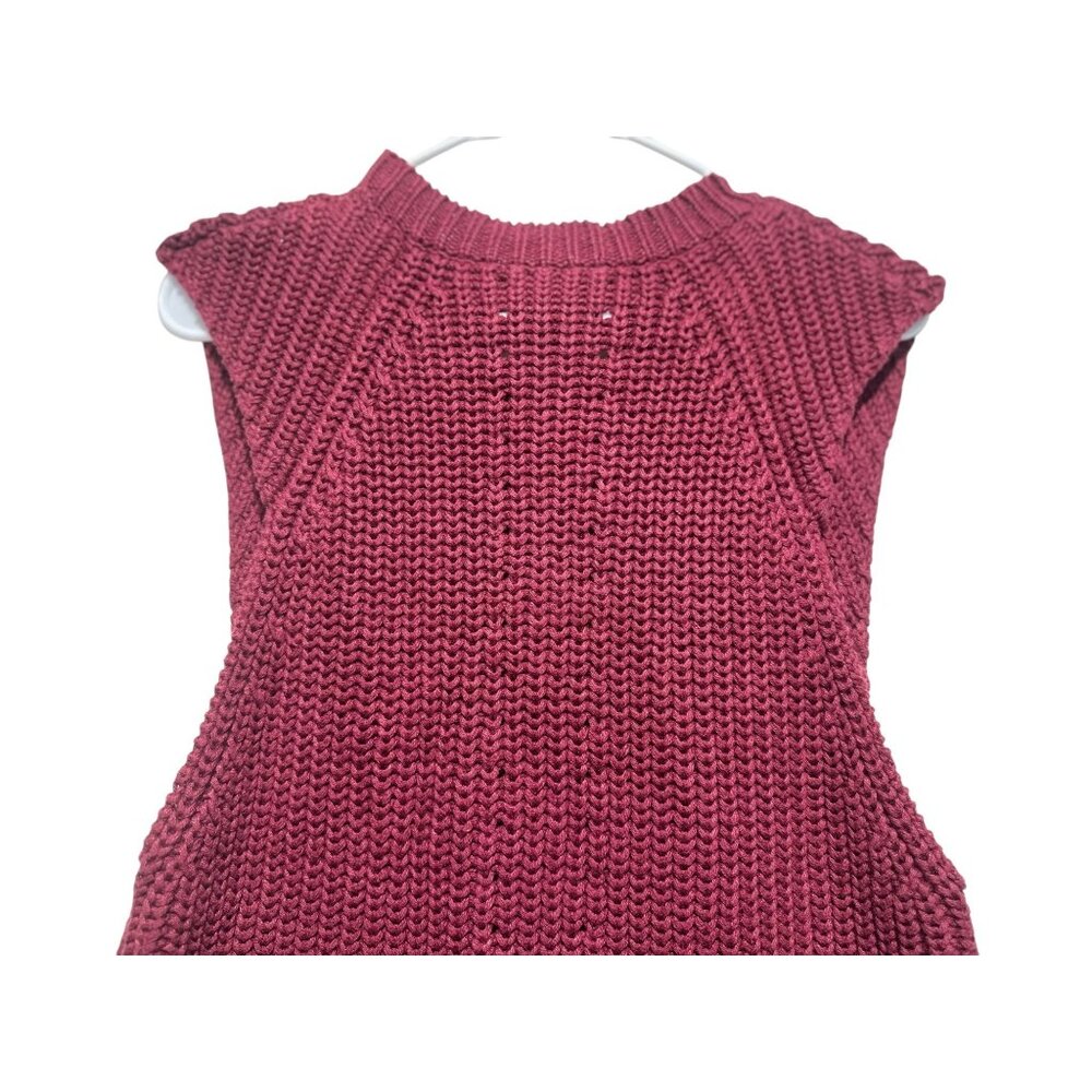 By Malene Birger Chunky Knit Linen Long Vest Womens Small Red Preppy Fisherman - Picture 16 of 16